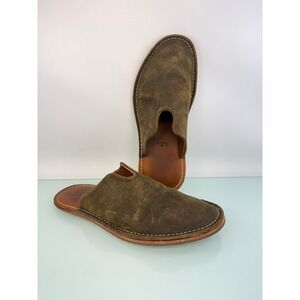 WP Standard Mr Grumpy Distressed Suede Mule Slippers Green Men 10 Women 12 lux